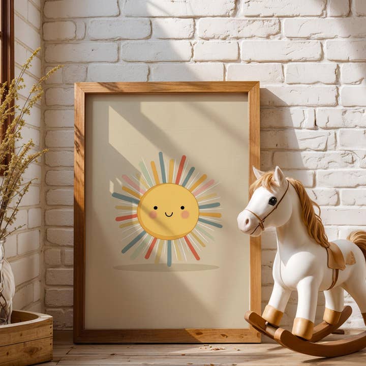 Boho Sun Print - Watercolor - Soft Pastel for wholesale by Artsriver