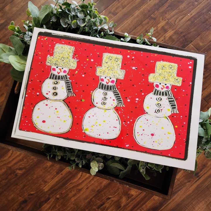 Insert Snowman pour plateau de service en acrylique pour la vente par Julie Abbott Art