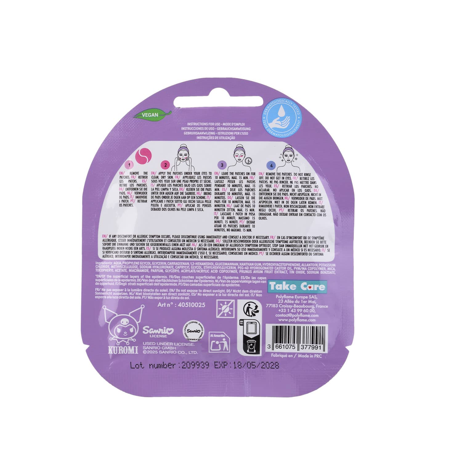 Takecare - Wholesale Skincare Face Mask - KUROMI hydrogel eye contour patches1