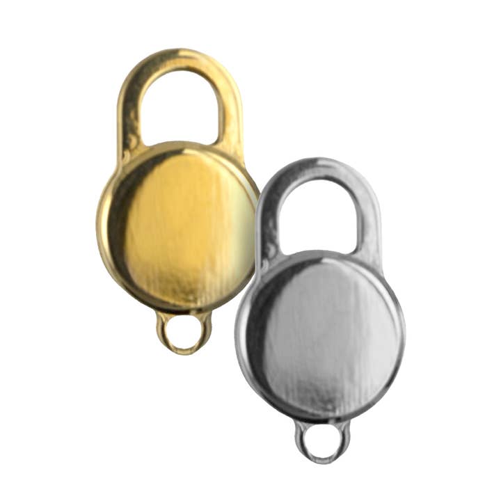 Pingente para pulseira arredondado cadeado gravável - Ouro 18K 3µ ou Prata 925‰ por atacado de Bijoux Fabrication Française