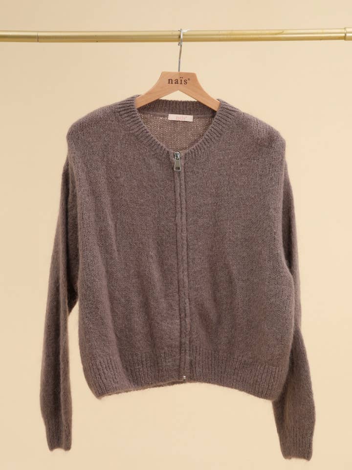 NAÏS PARIS - Vente Cardigan – femme - CARDIGAN COL ROND COURT ZIPPE EN  MOHAIR LAINE13