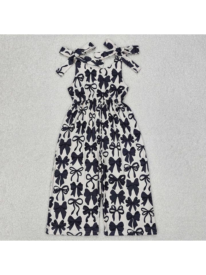 Aier Wholesale - Wholesale Jumpsuit - Kids - Baby Girls Black Cute Bows Straps Pants Jumpsuits