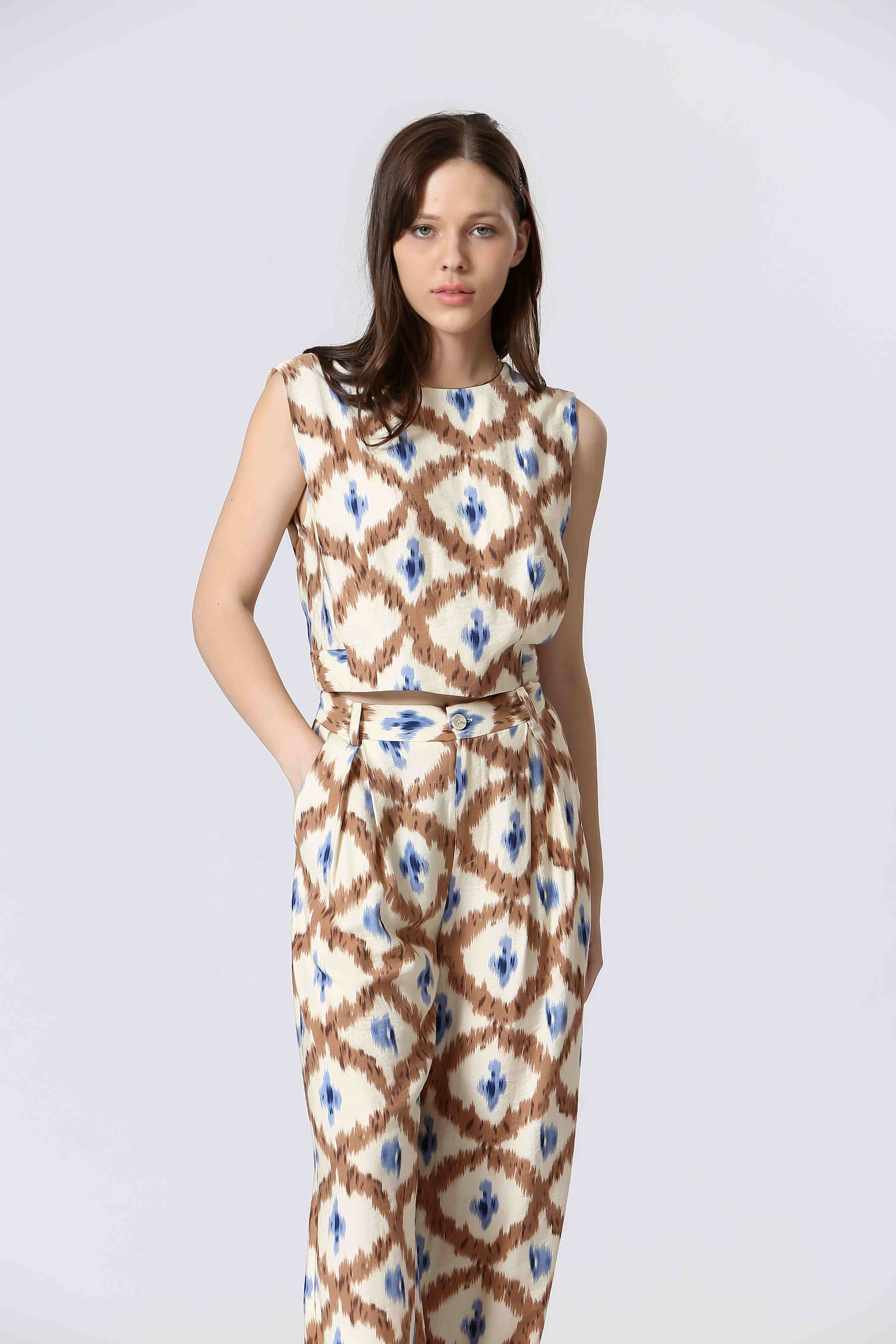 Brown T25141032 - Ladies Printed High Waisted Pants for wholesale on Faire3