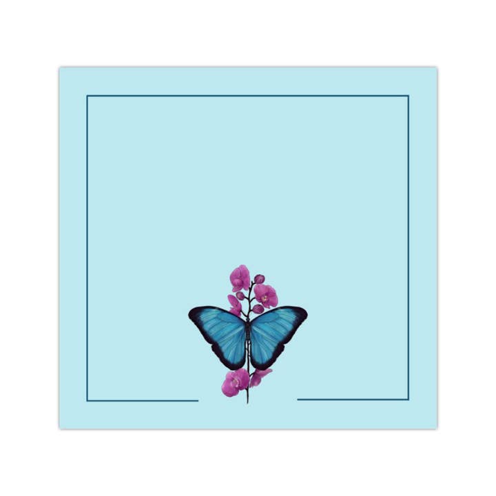 Blue Morpho Butterfly Sticky Notes - Stationery, Notepad 3x3 for wholesale by Luna Lupe Studio