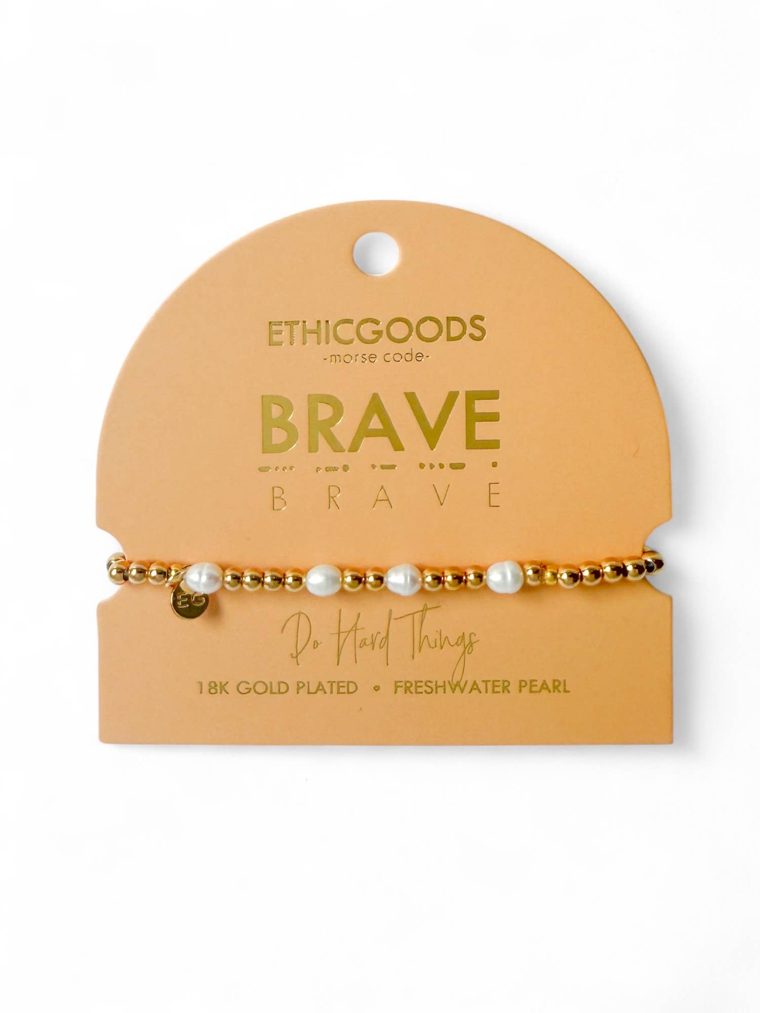 ETHICGOODS - Wholesale Beaded Bracelet - Morse Code Pearl & Gold Waterproof Beaded Bracelet | BRAVE1