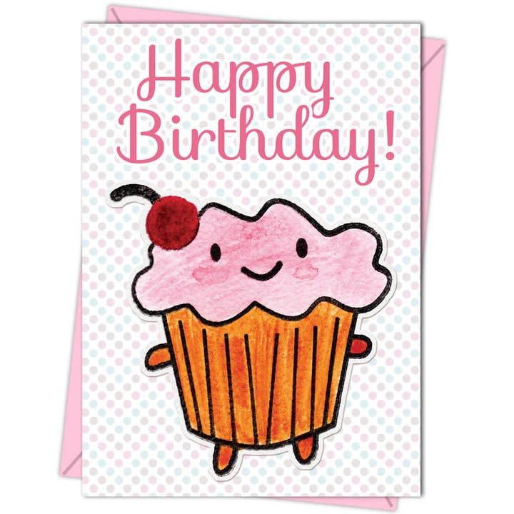 Carte d'anniversaire Kawaii Cupcake pour la vente par Asking For Trouble