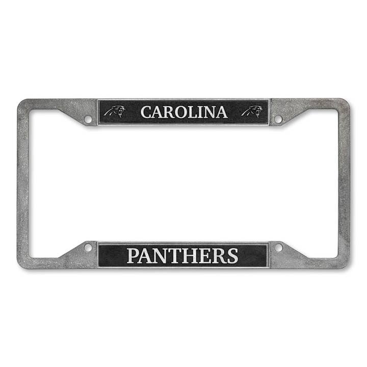 NFL Carolina Panthers Pewter License Plate Frame 12" x 6" for wholesale by Rico Industries