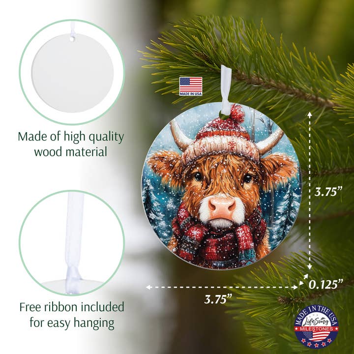 LifeSong Milestones - Wholesale Ornament - Highland Cow Christmas 2025 Ornament | Holiday Home Decor3