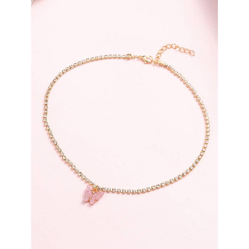 MoodGold - Wholesale Pendant/Charm Necklace - Original Rhinestone Adjustable Contrast Color Butterfly Pendant Necklaces Accessories6