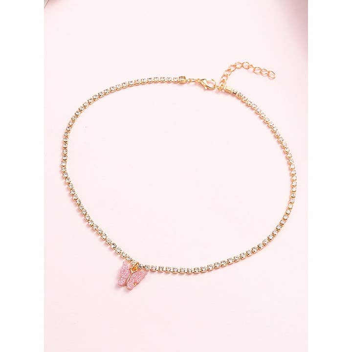 MoodGold - Wholesale Pendant/Charm Necklace - Original Rhinestone Adjustable Contrast Color Butterfly Pendant Necklaces Accessories6