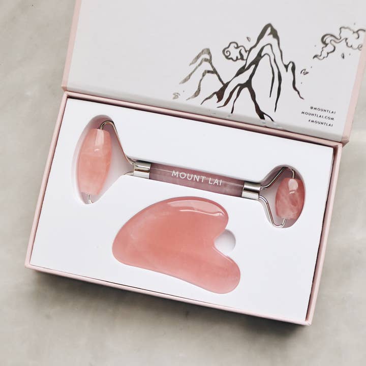 Mount Lai - Wholesale Gua Sha Tool - Rose Quartz Facial Spa Set2