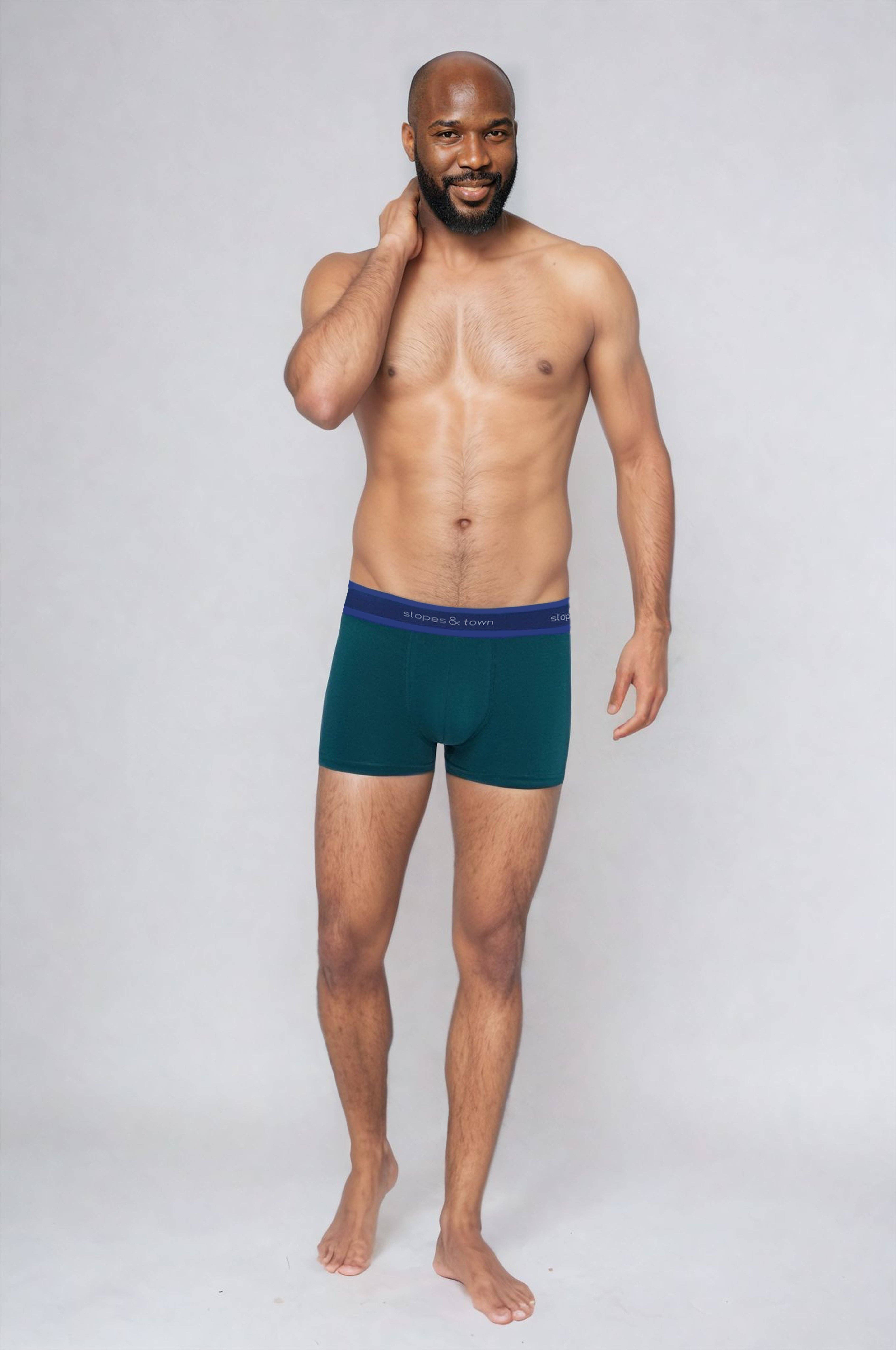 Slopes&Town – wholesale Underwear – Men's – Bamboo boxer trunks plain green2