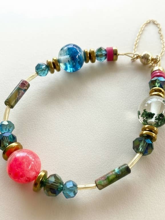 BDLB14 - Resin & crystal multi coloured bracelet for wholesale by Gist Jewellery