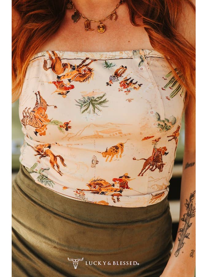 LUCKY & BLESSED - Wholesale Corset - Women's - Western Position Printed Corset Top