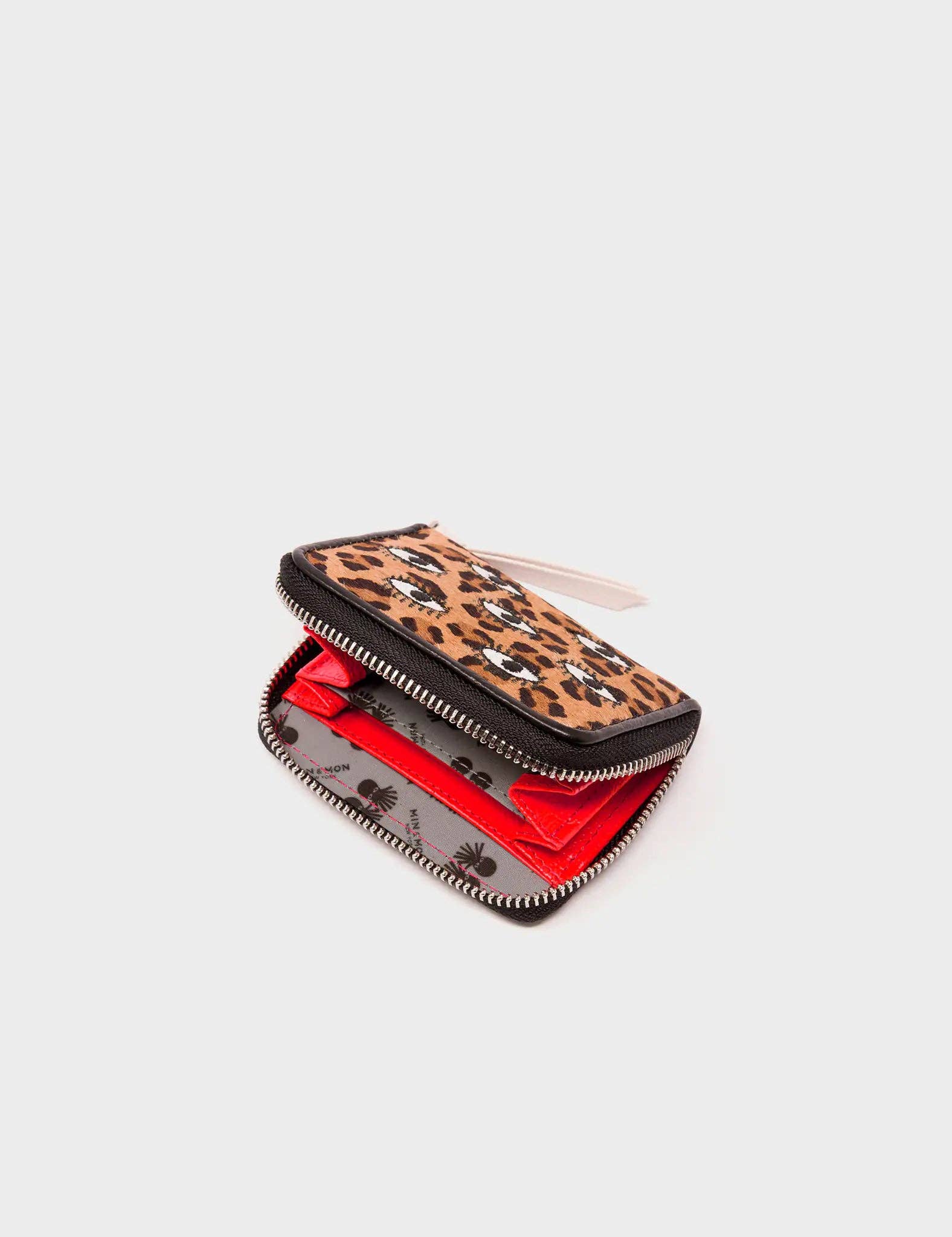 Min & Mon - Wholesale Wallet - Women's - Frodo Animal Print Leather Zip Around Wallet - All Over Eyes Embroidery3