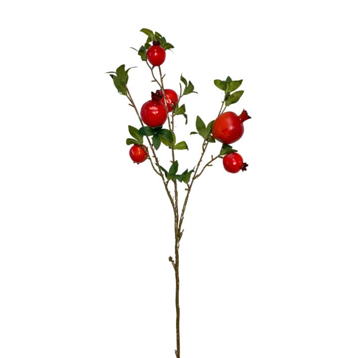 David Christopher's Collection - Wholesale Artificial Flowers - Lovely Fields Pomegranate Branch - Red/Orange 35"
