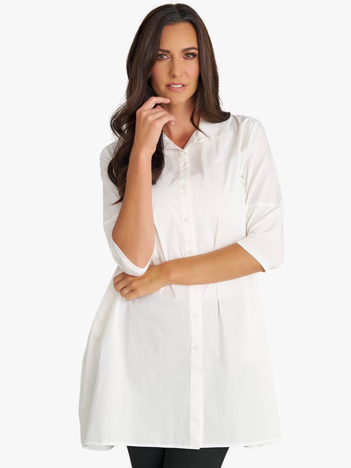 Stella Carakasi - Wholesale Tunic - Women's - Women's 3/4 Sleeve A-Line Cotton Poplin Tiburon Tunic Icon51