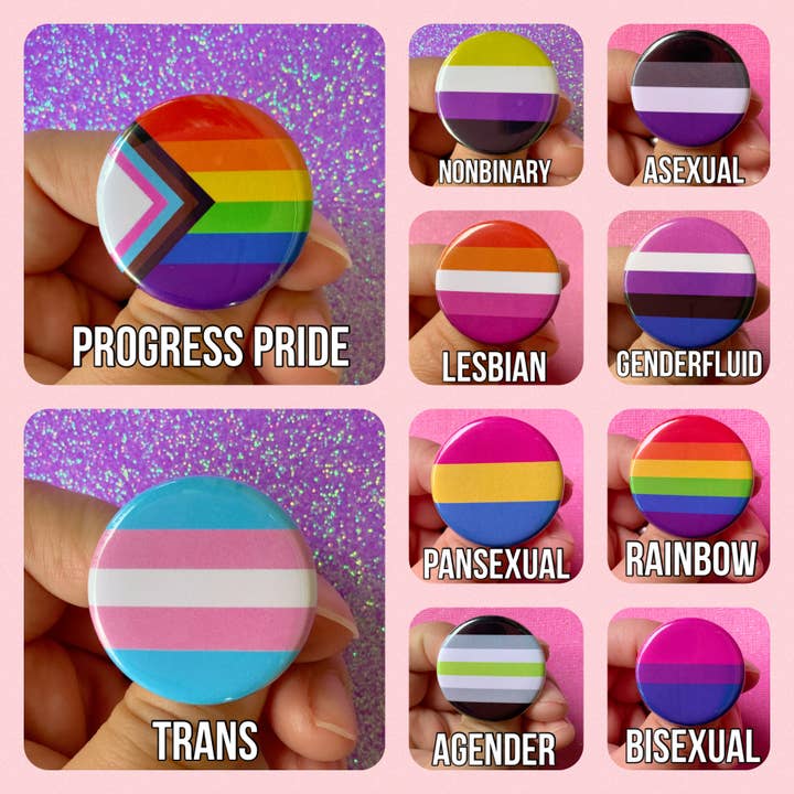 Minichelle Designs - Wholesale Lapel Pin/Button - Set of 100 LGBTQ+ Pride Flag Pin Back Buttons1