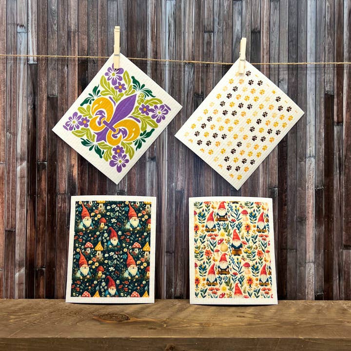Driftless Studios - Wholesale Dishcloth - Spring Garden Gnomes Swedish Dishcloths - Kitchen Towels2