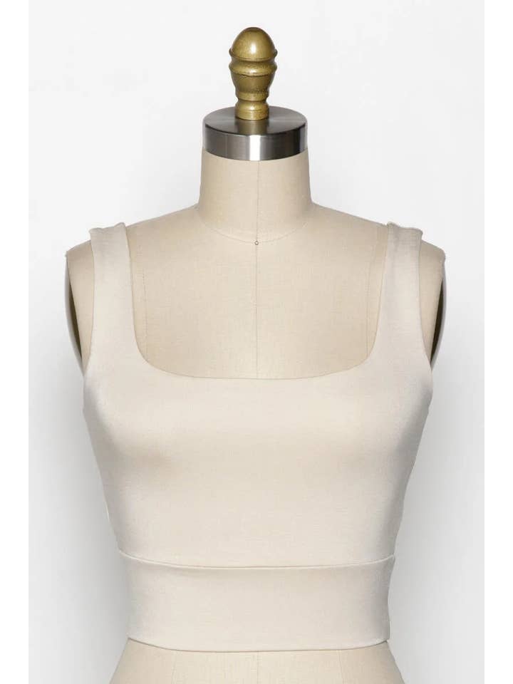 Final Touch - Wholesale Knit Top - Women's - Square Neck Fitted Crop Top - T1685934