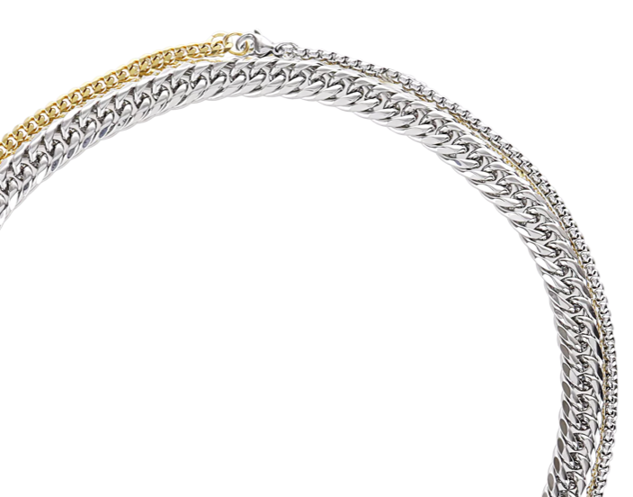 HoopLa - Venta al por mayor Collares con colgantes/abalorios - Collar de 3 posiciones con mosquetón de mal de ojo 2 en 1-PVD4