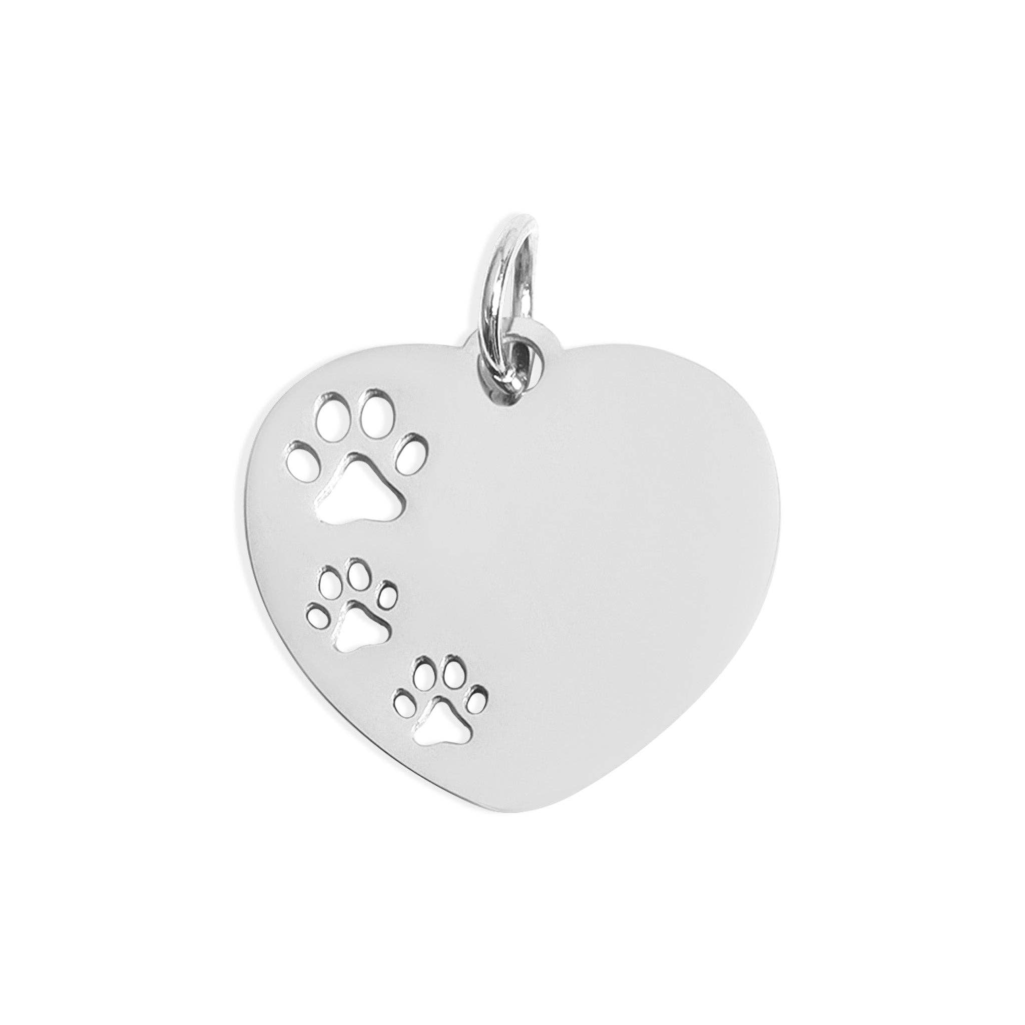 WJW - Wholesale Individual Charm/Pendant - 18K Gold PVD Stainless Steel Blank Paw Print Heart Charm1