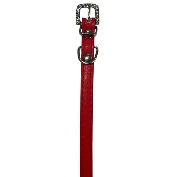 Kinky Pleasure – Engroshandel Halsbånd - Kat/hund – Kattekrave/Lille Hundehalsbånd - Rød - Dia 7 CM - Længde 28 CM - Bredde 1 CM - Spænde Med Luksus Diamantstenlook