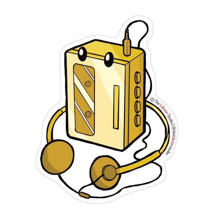Theater of the Obsolete Cassette Player Vinyl Sticker for wholesale by The Lobster Studio