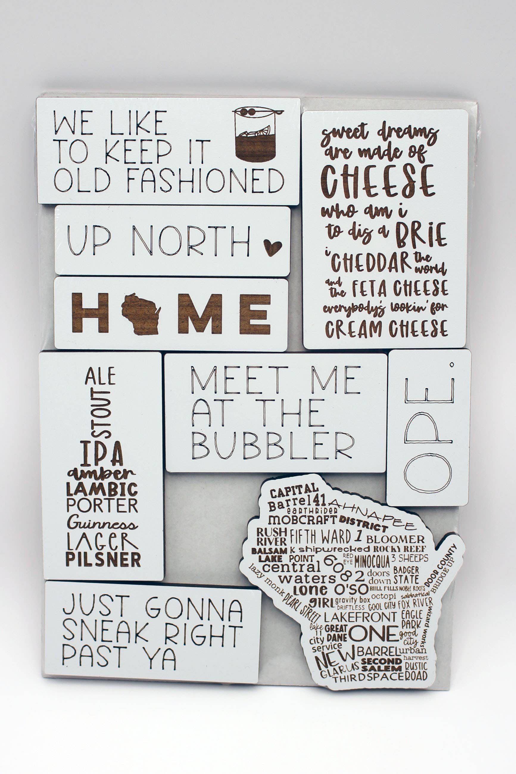 Novotny Designs - Wholesale Magnet - Wisconsin themed refrigerator magnet set4