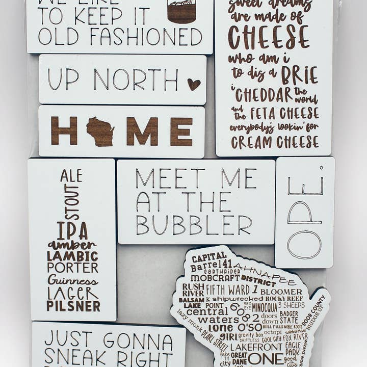 Novotny Designs - Wholesale Magnet - Wisconsin themed refrigerator magnet set4