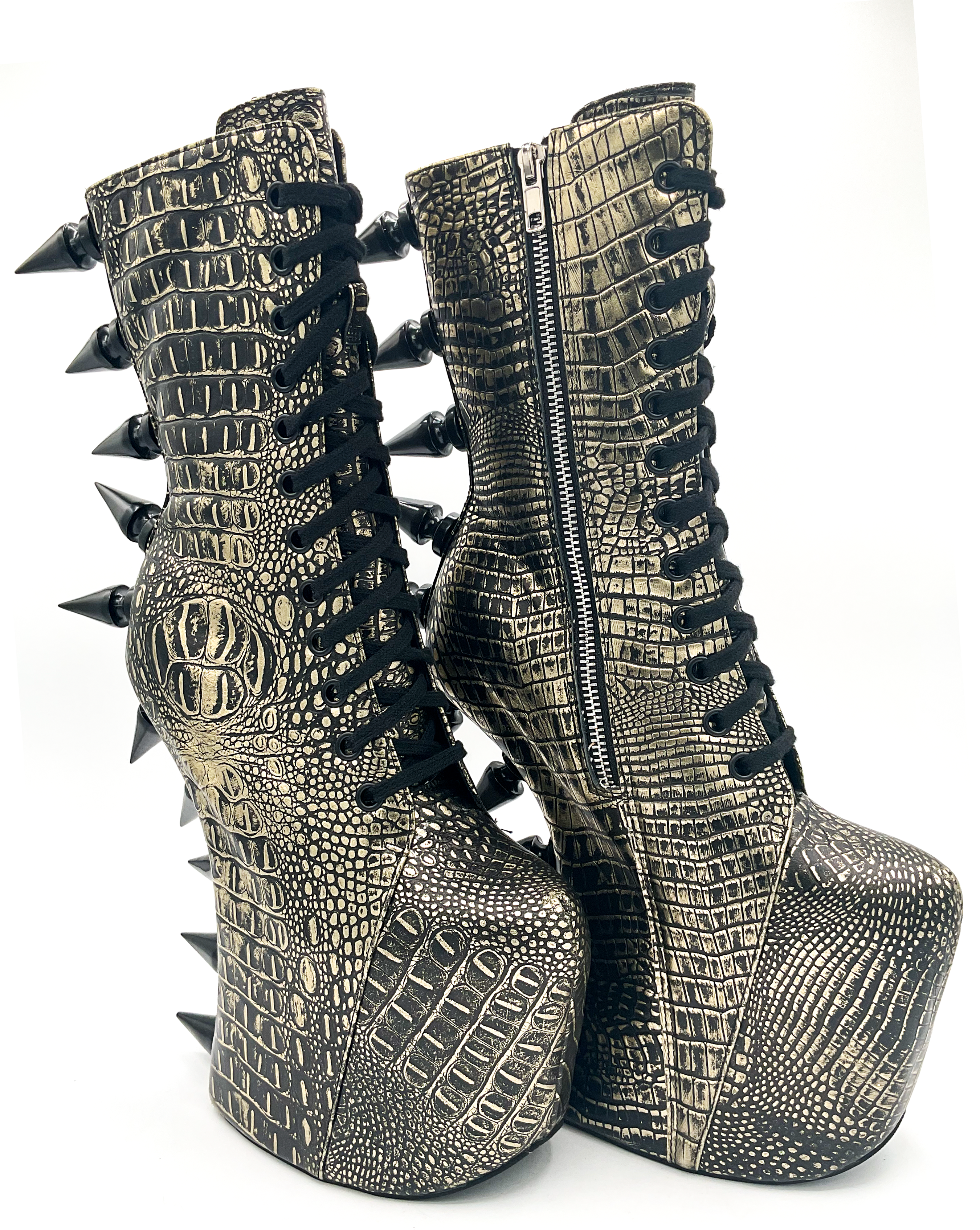 Charla Tedrick Footwear - Wholesale Platform Heels - Women's - Prehistoric Gold Platform Boot4