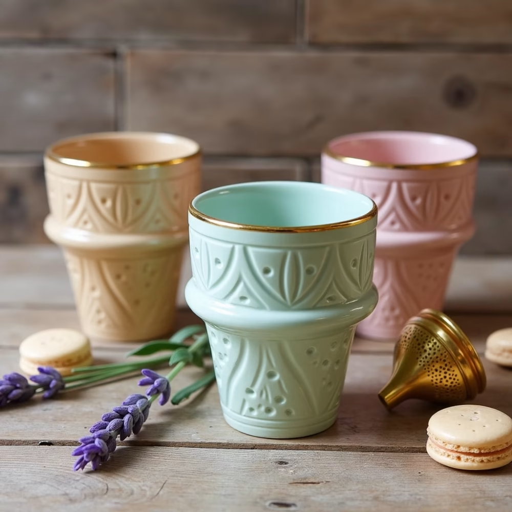 High crafty – Chávena de chá por atacado – Chávenas de Café Expresso em Cerâmica Marroquina Decoradas à Mão com Ouro Puro8