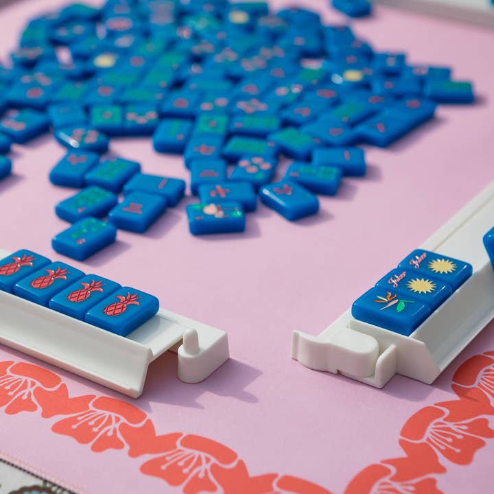 The Mahjong House - Wholesale Bordspel - Mahjong-mat met roze en koraalkleurige bloemenrand2