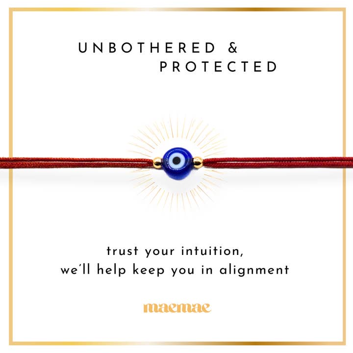 Unbothered and Protected Evil Eye Silk String Bracelet for wholesale by MaeMae Jewelry