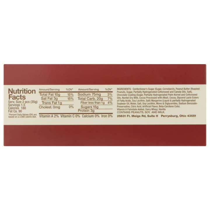 Marsha's Buckeyes - Wholesale Chocolate Covered Sweets - Case of 18, Buckeye Sweets, 3-Pack Bars