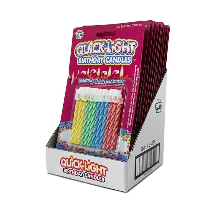 Quick-Light Birthday Candles Shelf Ready Pull-Tab Display for wholesale by JFL Enterprises