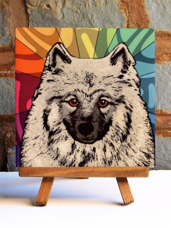 Keeshond Ceramic Art Tile for wholesale by Sabyloo