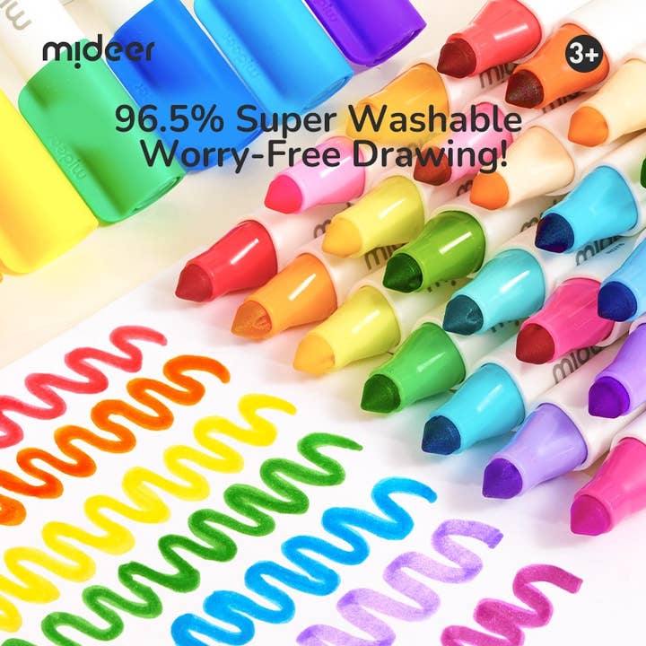 ToysLink - Wholesale Markers – Child & baby - Mideer Large Fine-Tip Washable Marker - 12 Colors4