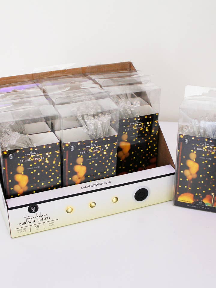 Luci a tenda a LED 48L 60CM con PDQ, bianco caldo per la vendita all'ingrosso da parte di Perfect Holiday