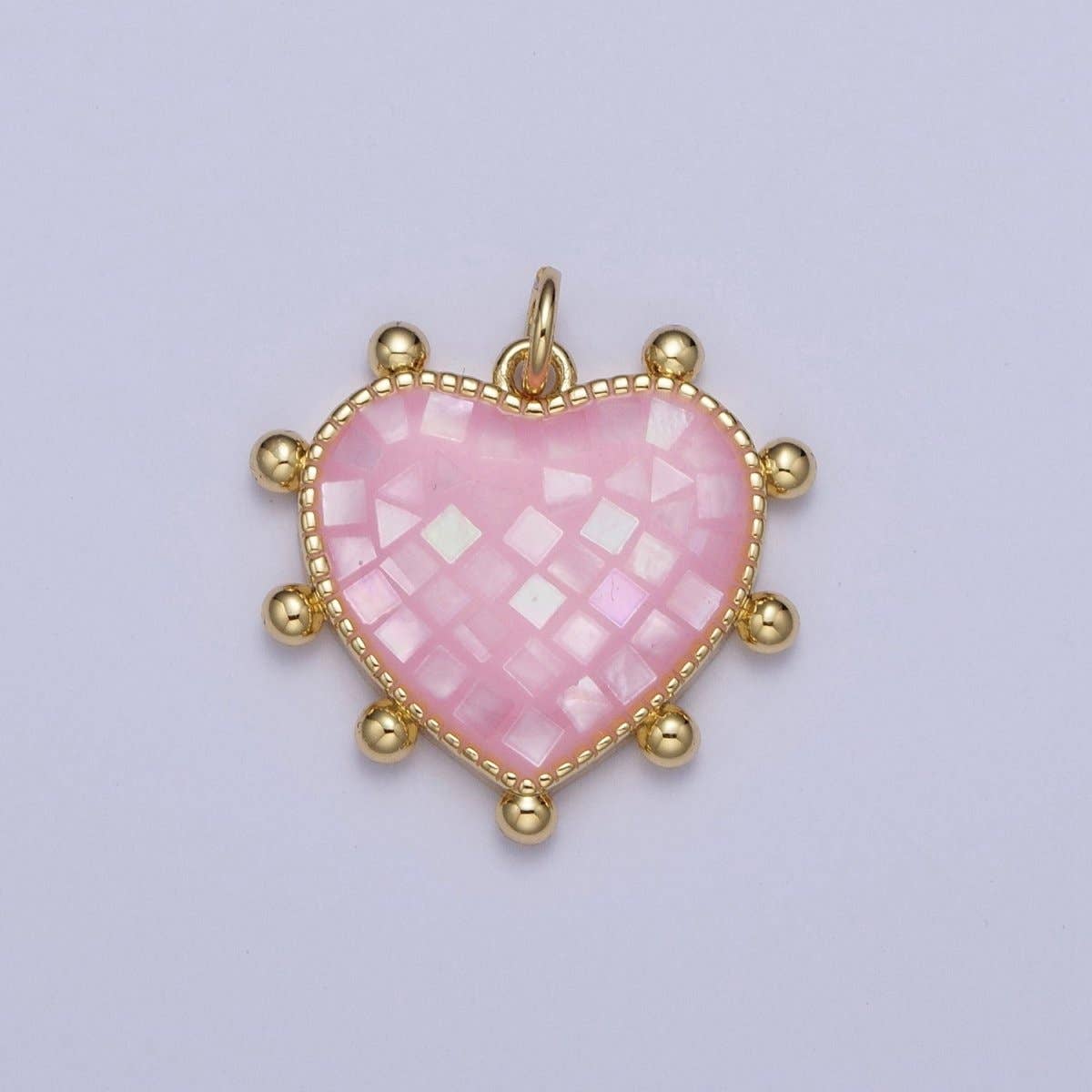 Aim Eternal - Wholesale Individual Charm/Pendant - Purple, White, Pink, Teal, Green, Blue Shell Opal Beaded Heart Love Charm For Jewelry Making AG062 - AG0672