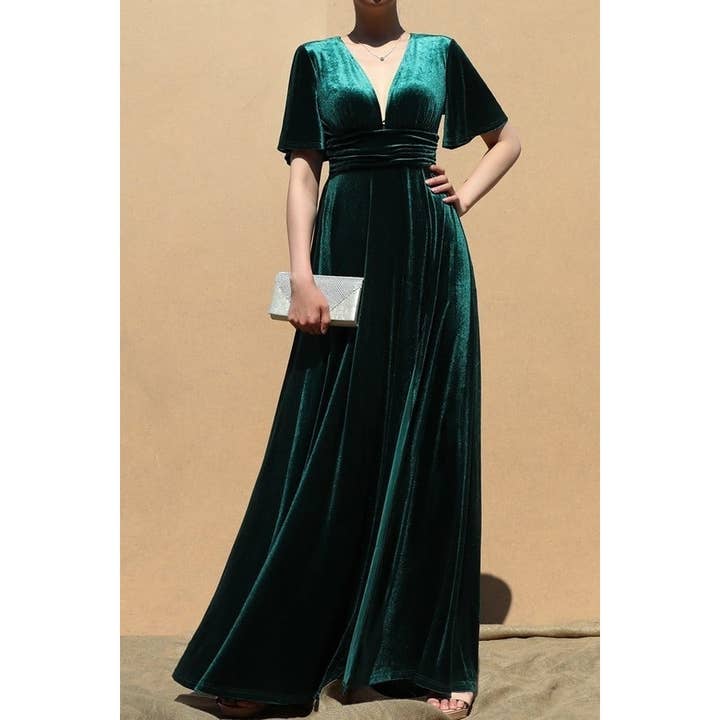 Esmeray Clothing - Wholesale Dress - Women's - Velvet Elegance Maxi Dress with Smocked Waistband7