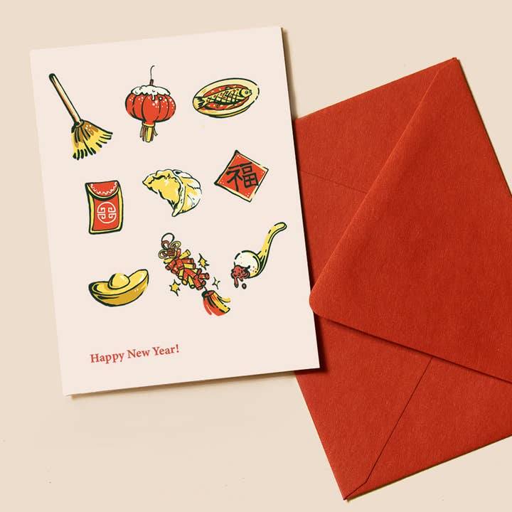 Tarjeta Feliz Año Nuevo Lunar para venta al por mayor de Overice