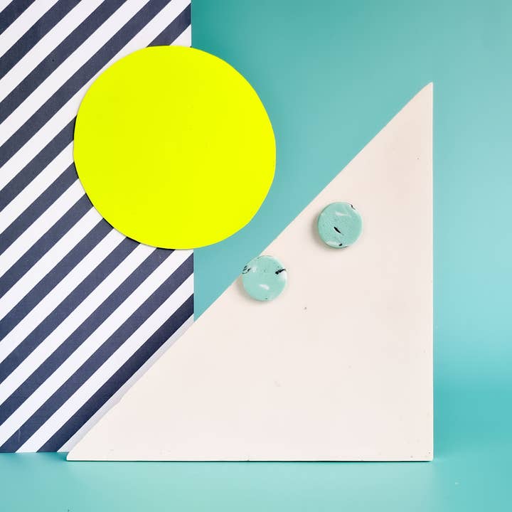 Mono - Wholesale Dangle Earrings - neon yellow and mint handmade polymer clay earrings9