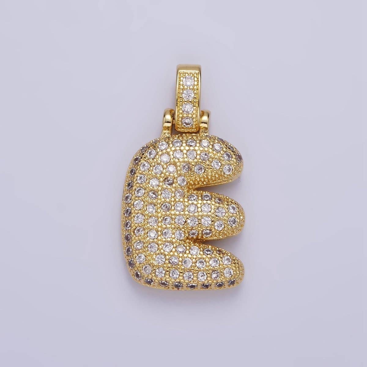 Aim Eternal - Wholesale Individual Charm/Pendant - 14K Gold Filled 20mm Micro Paved Balloon Bubble Initial Letter Pendant | A1197-A12094