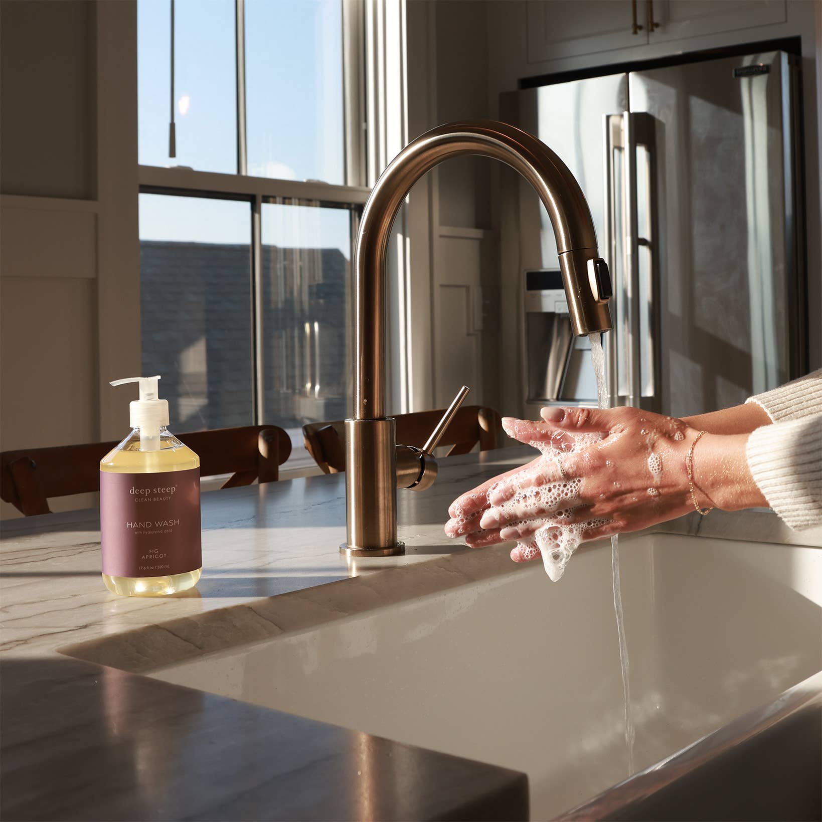 Deep Steep Clean Beauty - Wholesale Hand Soap/Wash - Argan Oil Liquid Hand Wash - Fig Apricot 17.6oz2