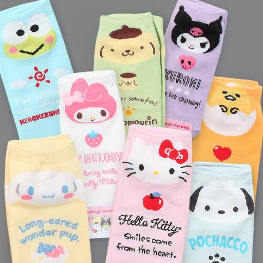 K_Wonderland - Wholesale Socks - Women's - Sanrio Cotton Sneakers Letters Socks- Kuromi Socks