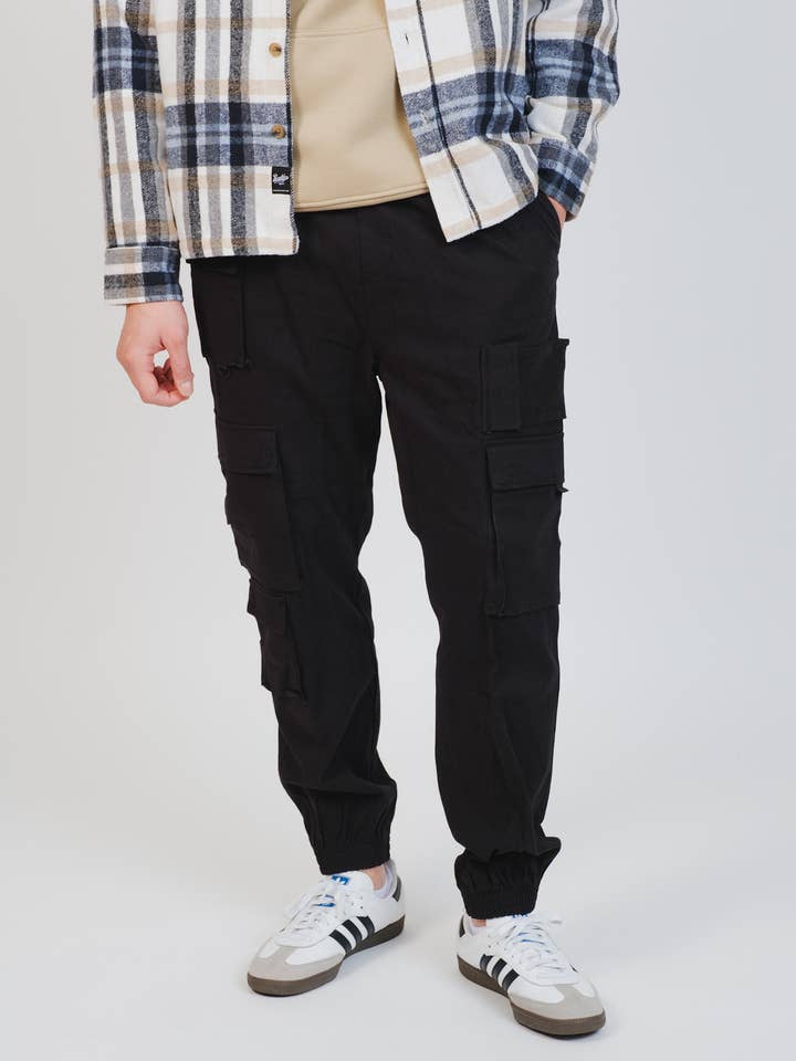 Jogger de Sarja Elástica com Múltiplos Bolsos por atacado de Brooklyn Cloth