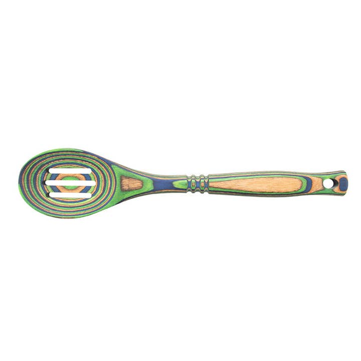 Island Bamboo - Wholesale Kitchen Spoon - 12" Peacock Pakka Slotted Spoon
