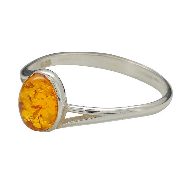 Amberman - Wholesale Single Stone/Solitaire Ring - Amber Sterling Silver Ring