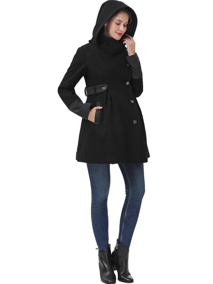 Noir/Gris Kimi + Kai Manteau de maternité « Harper » en laine Noir/Gris en vente sur Faire3